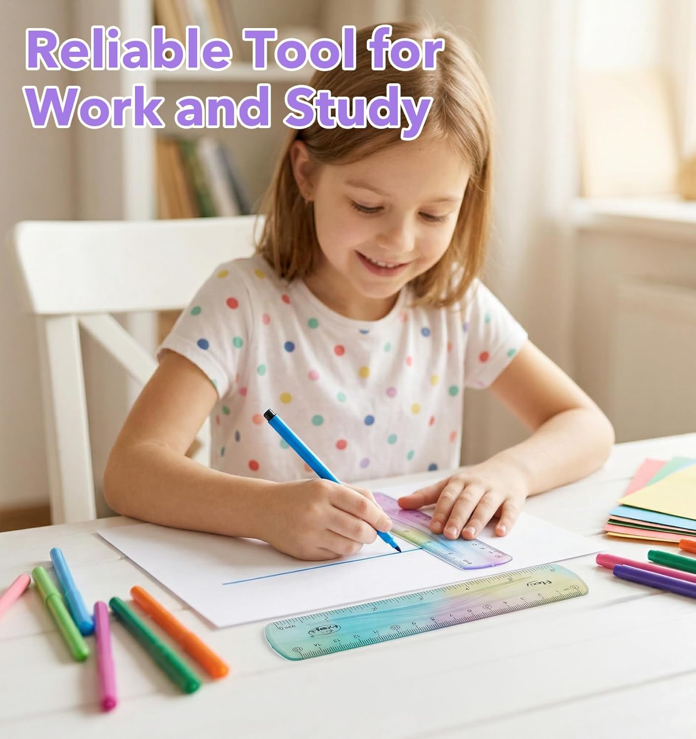 2 Pack Bendable Rulers,6-inch Plastic Flexible Small Ruler Coloured Bendable Flexi Ruler with Inches and Centimetres