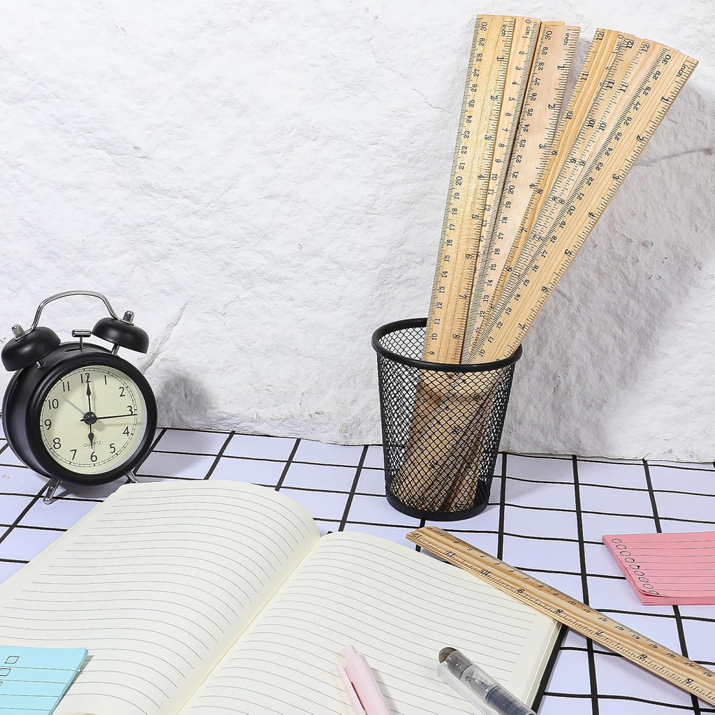12 PCS Wooden Ruler, 12 Inch Rulers Bulk Wood Mearsuring Ruler 2 Scale Wood Rulers with Cnetimeter and Inches for Office School Home DIY Crafts Projects Supplies